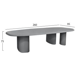 Dining table Oval Glen HM6598.01 fiber cement in gray 260X95X75HCM