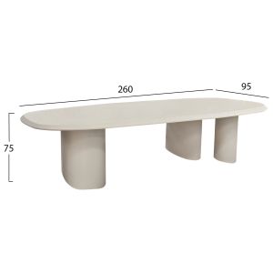 Dining table oval Glen HM6598.02 fiber cement in beige 260X95X75ВСМ