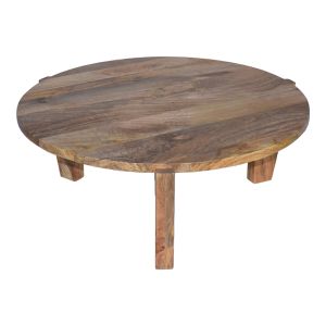 Coffee table Japandi, natural mango wood color Φ90x35cm