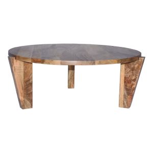 Coffee table Japandi, natural mango wood color Φ90x35cm