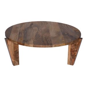Coffee table Japandi, natural mango wood color Φ90x35cm