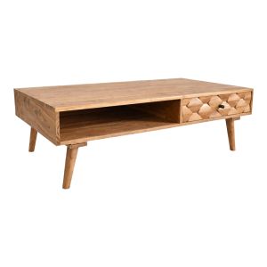 Coffee table Kaldio solid acacia wood in natural color 120x60x40cm