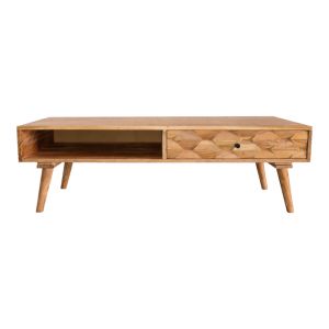 Coffee table Kaldio solid acacia wood in natural color 120x60x40cm