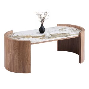 Coffee table Marblex HM18445 ceramic top in Pandora color-mdf legs 120X60X43HCM.