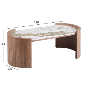 Coffee table Marblex HM18445 ceramic top in Pandora color-mdf legs 120X60X43HCM.