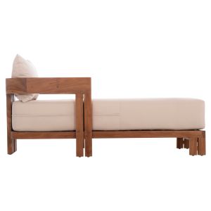 Chaise longue with cushions Kioto HM6385 teak wood in natural color 165X70X64HCM.
