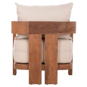 Chaise longue with cushions Kioto HM6385 teak wood in natural color 165X70X64HCM.