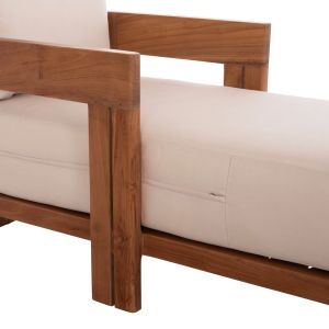 Chaise longue with cushions Kioto HM6385 teak wood in natural color 165X70X64HCM.