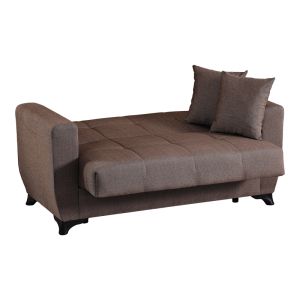 Modesto 2-seater sofa bed with storage, brown fabric, 153x84x86cm