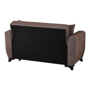Modesto 2-seater sofa bed with storage, brown fabric, 153x84x86cm