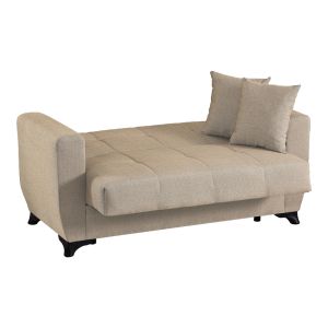 Modesto 2-seater sofa bed with storage, cream fabric, 153x84x86cm