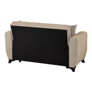 Modesto 2-seater sofa bed with storage, cream fabric, 153x84x86cm