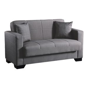 Modesto 2-seater sofa bed with storage, gray fabric, 153x84x86cm