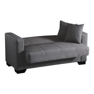 Modesto 2-seater sofa bed with storage, gray fabric, 153x84x86cm