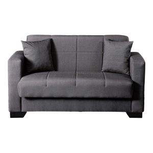 Modesto 2-seater sofa bed with storage, gray fabric, 153x84x86cm