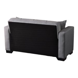Modesto 2-seater sofa bed with storage, gray fabric, 153x84x86cm