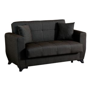 Modesto 2-seater sofa bed with storage, black fabric, 153x84x86cm