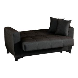 Modesto 2-seater sofa bed with storage, black fabric, 153x84x86cm