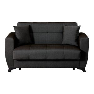 Modesto 2-seater sofa bed with storage, black fabric, 153x84x86cm
