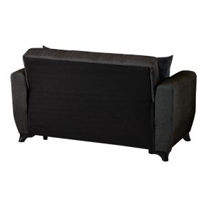 Modesto 2-seater sofa bed with storage, black fabric, 153x84x86cm