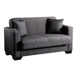 2-seater sofa bed Vox with storage, anthracite fabric 150x84x83cm