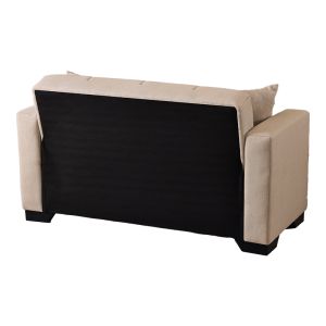 2-seater sofa bed Vox with storage space, beige fabric, 150x84x83cm