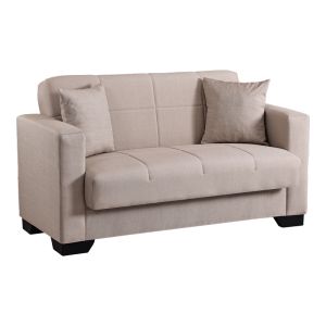 Vox 2-seater sofa bed with storage, cream fabric, 150x84x83cm