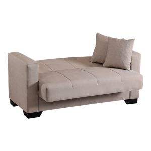 Vox 2-seater sofa bed with storage, cream fabric, 150x84x83cm