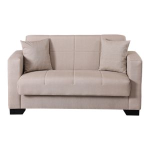 Vox 2-seater sofa bed with storage, cream fabric, 150x84x83cm