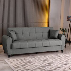 3-seater sofa bed Lincoln with storage, anthracite fabric, 226x84x93cm