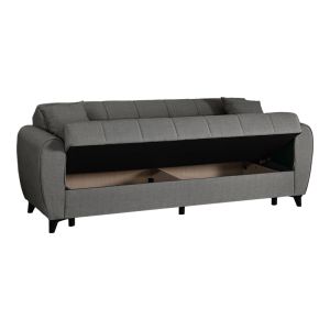 3-seater sofa bed Lincoln with storage, anthracite fabric, 226x84x93cm