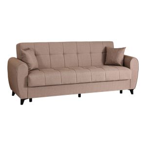 3-seater sofa bed Lincoln with storage, beige fabric, 226x84x93cm