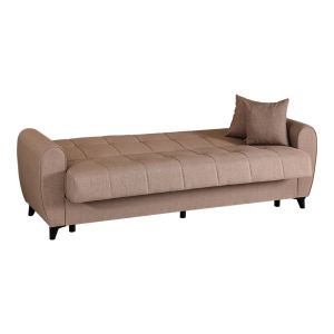 3-seater sofa bed Lincoln with storage, beige fabric, 226x84x93cm