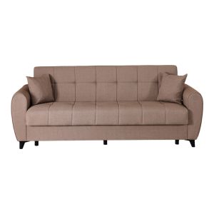 3-seater sofa bed Lincoln with storage, beige fabric, 226x84x93cm