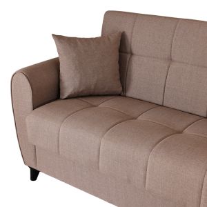 3-seater sofa bed Lincoln with storage, beige fabric, 226x84x93cm