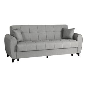 Lincoln 3-seater sofa bed with storage, light gray fabric, 226x84x93cm