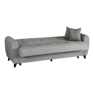 Lincoln 3-seater sofa bed with storage, light gray fabric, 226x84x93cm