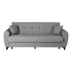 Lincoln 3-seater sofa bed with storage, light gray fabric, 226x84x93cm