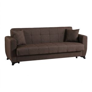 Modesto 3-seater sofa bed with storage, brown fabric, 213x84x86cm