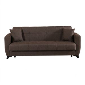Modesto 3-seater sofa bed with storage, brown fabric, 213x84x86cm