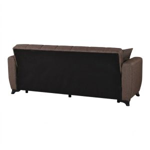 Modesto 3-seater sofa bed with storage, brown fabric, 213x84x86cm