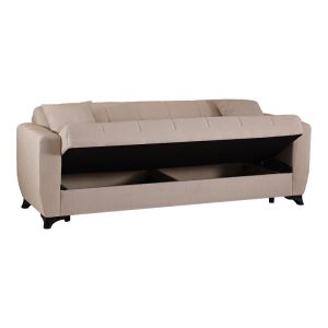 Modesto 3-seater sofa bed with storage, cream fabric, 213x84x86cm