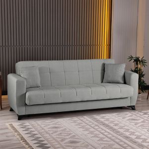 Modesto 3-seater sofa bed with storage, gray fabric, 213x84x86 cm