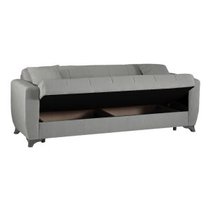 Modesto 3-seater sofa bed with storage, gray fabric, 213x84x86 cm