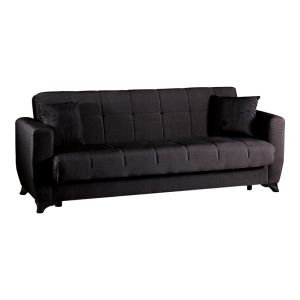 Modesto 3-seater sofa bed with storage, black fabric, 213x84x86cm