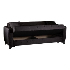 Modesto 3-seater sofa bed with storage, black fabric, 213x84x86cm