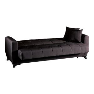 Modesto 3-seater sofa bed with storage, black fabric, 213x84x86cm