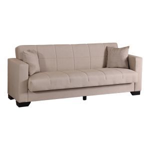 Vox 3-seater sofa bed with storage, cream fabric, 210x84x83cm