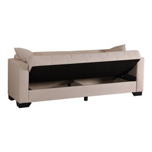 Vox 3-seater sofa bed with storage, cream fabric, 210x84x83cm