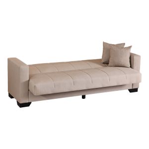 Vox 3-seater sofa bed with storage, cream fabric, 210x84x83cm